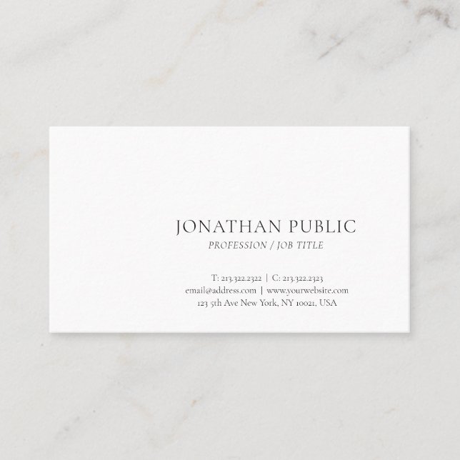 Carte De Visite Moderne tendance Design simple Modèle élégant (Devant)