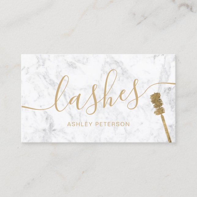 Carte De Visite Moderne tendance lashes or girly brush blanc marbr (Devant)