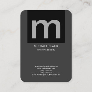 Carte De Visite Moderne tendance minimaliste gris noir monogrammed