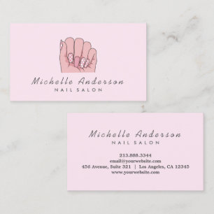 Carte De Visite Moderne tendance Nails Salon Technicien Nail rose