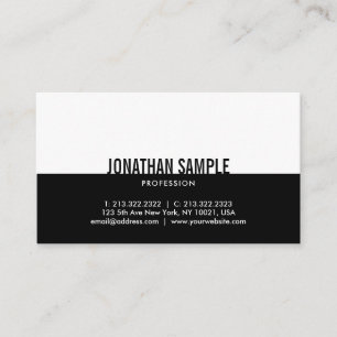 Carte De Visite Moderne tendance Noir&Blanc Simple Élégant Plat