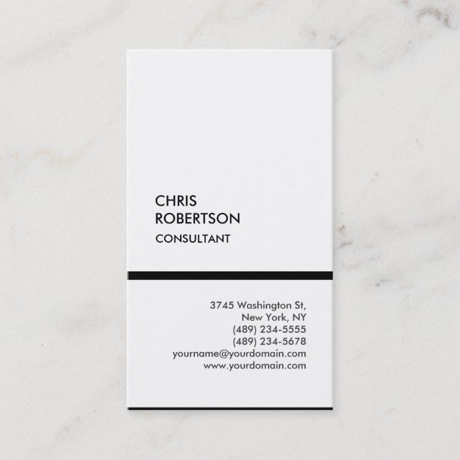 Carte de visite moderne tendance noir blanc vertic (Devant)