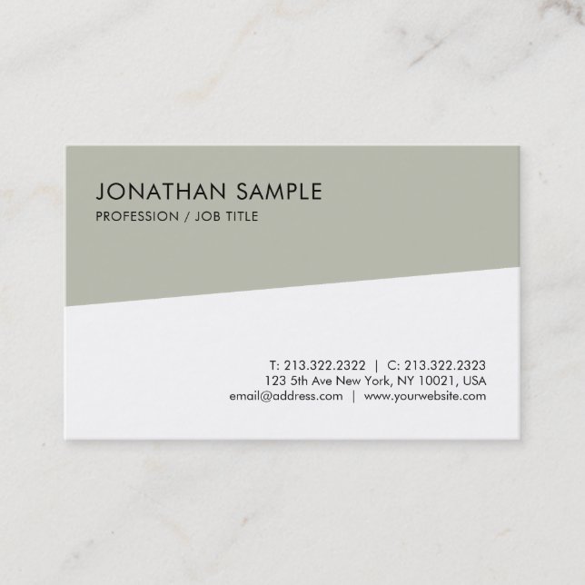 Carte De Visite Moderne Tendance Simple Chic Modèle Professionnel (Devant)