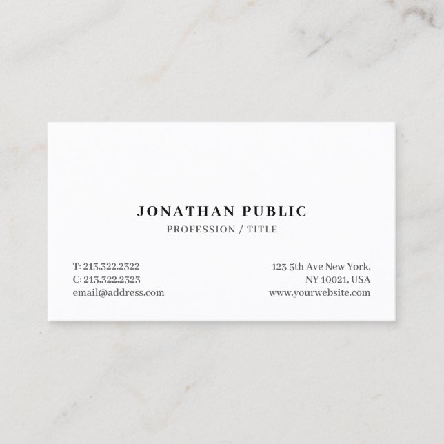 Carte De Visite Moderne tendance simple élégant professionnel pers (Devant)