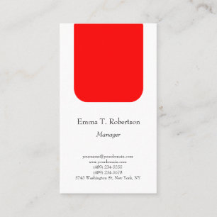 Carte De Visite Moderne tendance sobre minimaliste rouge blanc