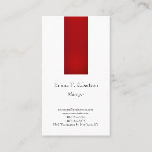 Carte De Visite Moderne tendance sobre minimaliste rouge blanc