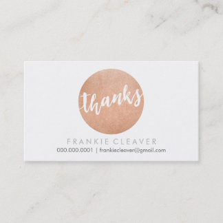 Carte De Visite MODERNE THANES SCRIPT poigné en gras spot rose or