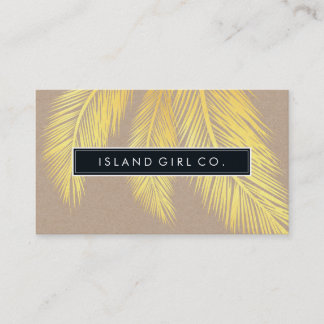 Carte De Visite MODERNE TROPICAL PALM FRONDS logo or kraft tendanc