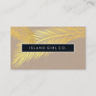 Carte De Visite MODERNE TROPICAL PALM FRONDS logo or kraft tendanc