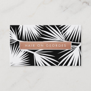 Carte De Visite MODERNE TROPICAL PALM LEAF logo tendance or rose