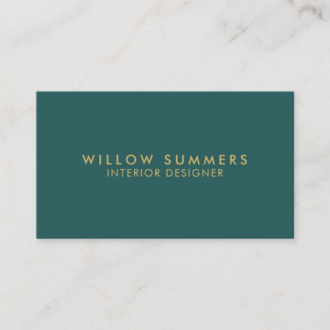 Carte De Visite Moderne Turquoise Gold Minimal Professionnel (Devant)
