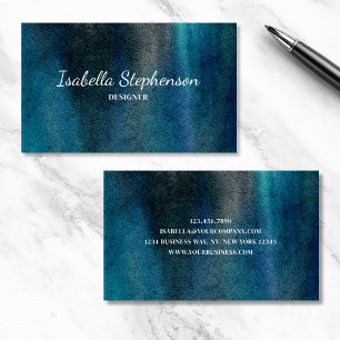 Carte De Visite Moderne Unique Aquarelle Bleu Vert Minimaliste