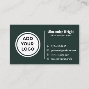 Carte de visite moderne vert foncé Ajouter un logo