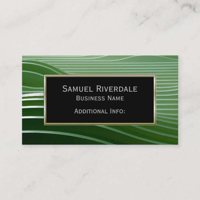 Carte de visite moderne vert rayures 2 (Devant)
