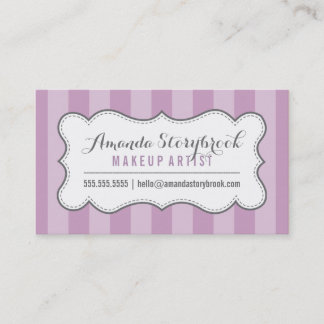 Carte De Visite MODERNE VINTAGE rayé motif élégant violet gris