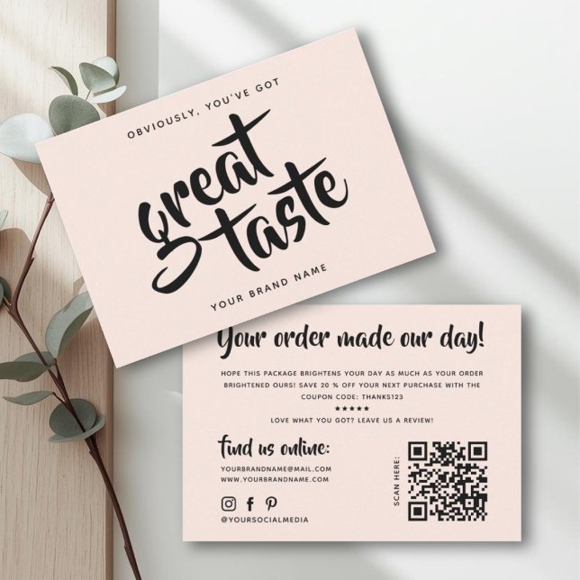 Carte De Visite Moderne vous avez un excellent goût qr code merci (Créateur téléchargé)