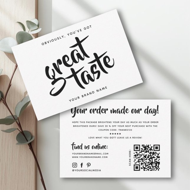 Carte De Visite Moderne vous avez un excellent goût qr code merci (Créateur téléchargé)