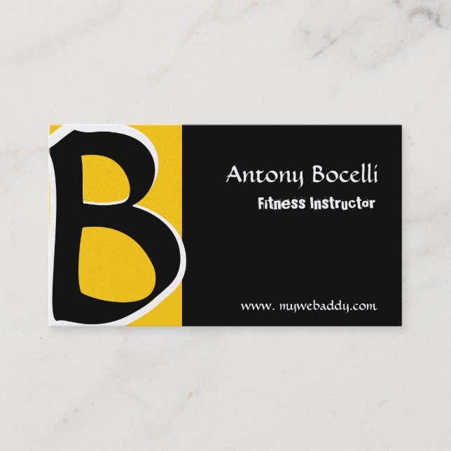 Carte De Visite Moderniste B Bold B Cool Golden Black Monogramme (Devant)