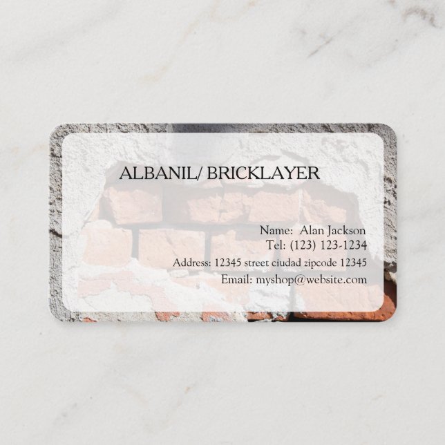 Carte de visite modifiable ALBANIL/ MAÇON (Devant)