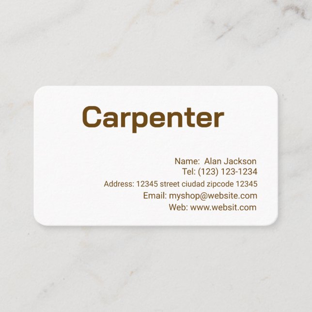 Carte de visite modifiable CARPENTER (Devant)