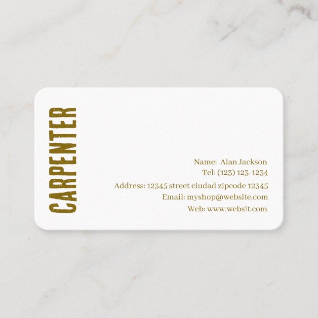 Carte de visite modifiable CARPENTER (Devant)