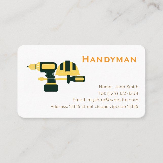 carte de visite modifiable des services handiman (Devant)