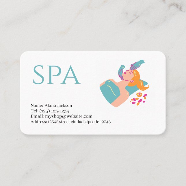 carte de visite modifiable des services spa (Devant)