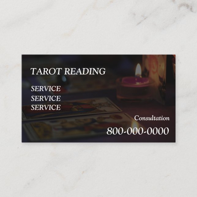 Carte De Visite Modifiable, Service de lecture de cartes, Tarot ,  (Devant)