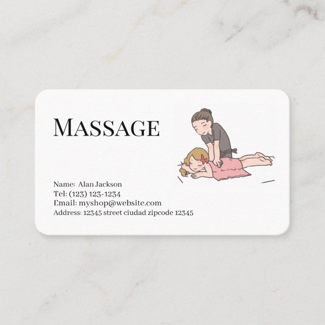 carte de visite modifiable services de massage (Devant)