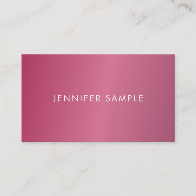 Carte De Visite Modish Elegant Hot Pink Moderne Propre Design tend (Devant)