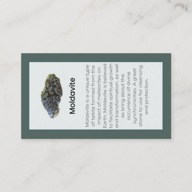 Carte De Visite Moldavite Cristal Signification Bijoux Display Gem (Devant)