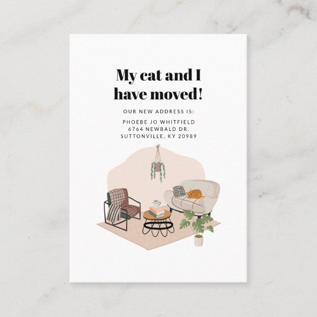 Carte De Visite Mon chat et moi avons déménagé Changement d'adress (Devant)