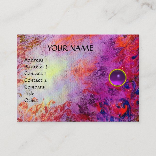 Carte De Visite MON ÉMERAUDE AGATA, rouge jaune, violet, pourpre (Devant)