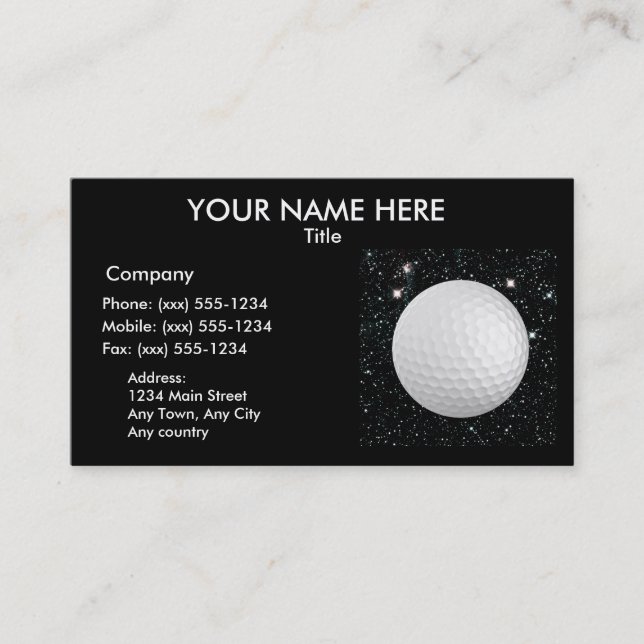 Carte De Visite MON MONDE : GOLF (conception 2 pour le (Devant)