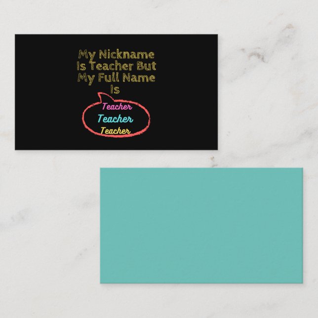 Carte De Visite Mon Nom Est Enseignant Mais Mon Nom Complet Est En (Devant / Derrière)