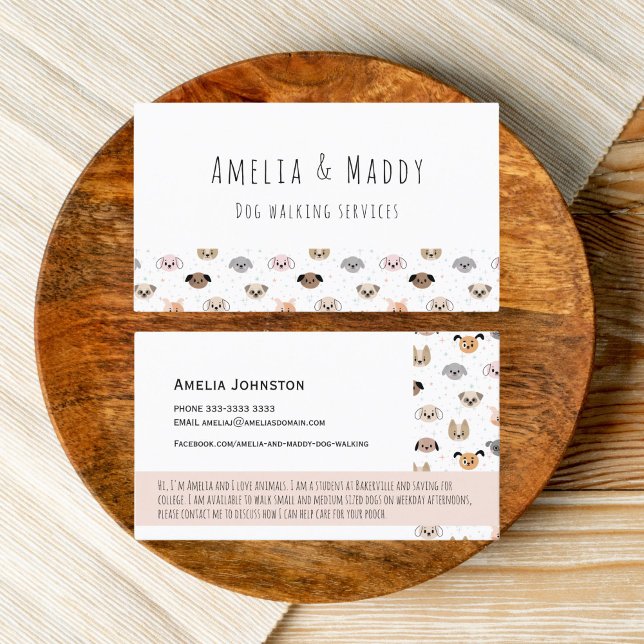 Carte De Visite Mon premier commerce de marche de chiens - Jeune e (Créateur téléchargé)