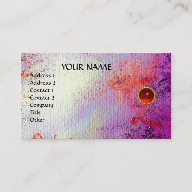 Carte De Visite MON RUBY, AGATA, rouge vif violet gris or (Devant)