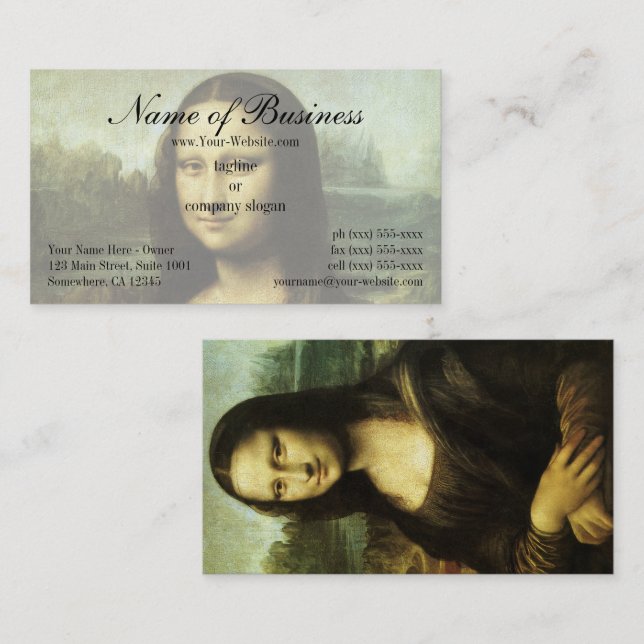 Carte De Visite Mona Lisa (alias La Gioconda) de Léonard de Vinci (Devant / Derrière)