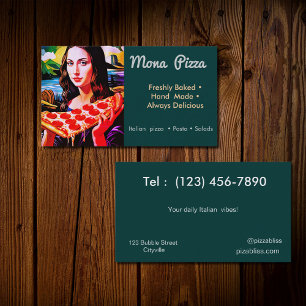 Carte De Visite Mona Lisa avec pizza