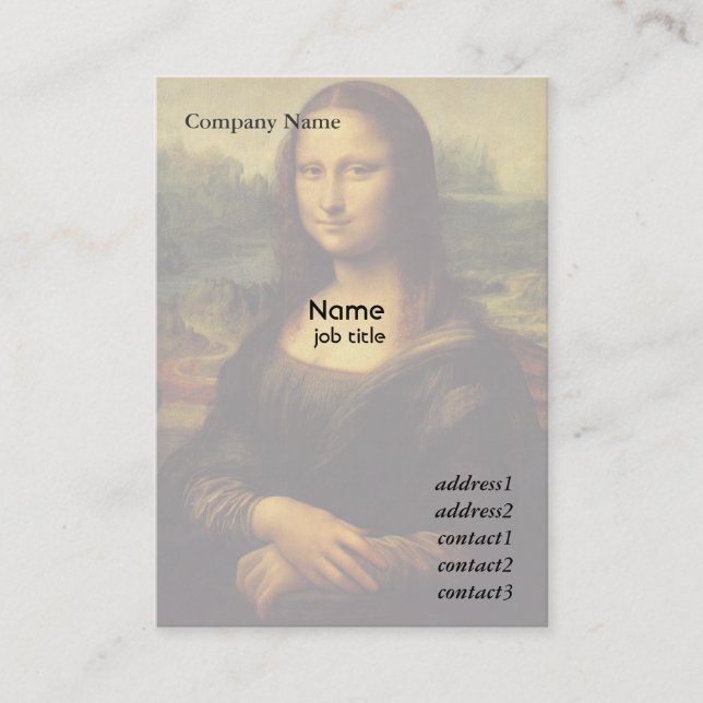 Carte De Visite Mona Lisa par Léonard de Vinci (Devant)
