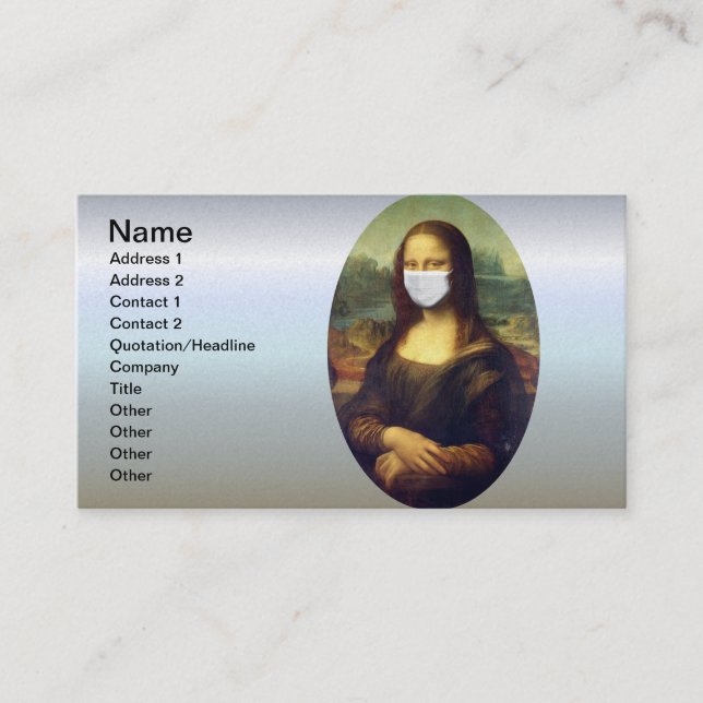 Carte De Visite Mona Lisa Via Corona Virus (Devant)