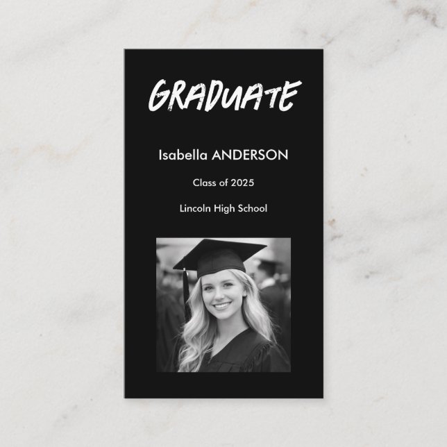 Carte De Visite Mondern Black and White Graduation  (Devant)