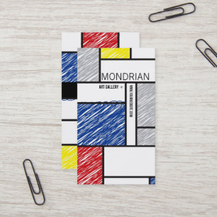 Carte De Visite Mondrian Moderne Simple Art Minimaliste Scribbles