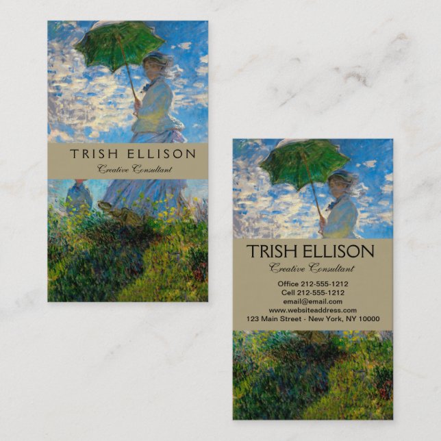 Carte De Visite Monet Femme Parasol Impressionnisme (Devant / Derrière)