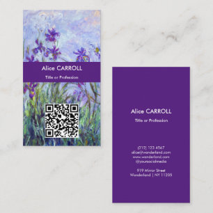 Carte De Visite Monet - Iris Mauves / Lilac Irises - Code QR