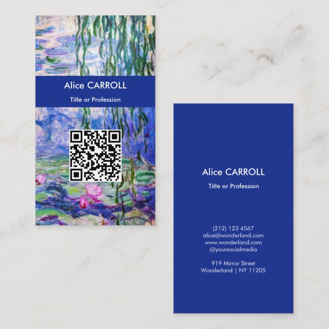 Carte De Visite Monet - Nymphéas / Water Lilies 1919 - Code QR (Devant / Derrière)