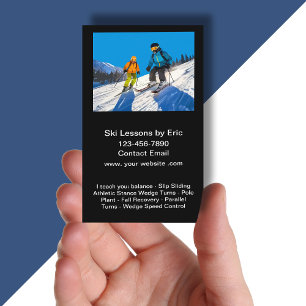 Carte De Visite Moniteur de cours de piste de ski