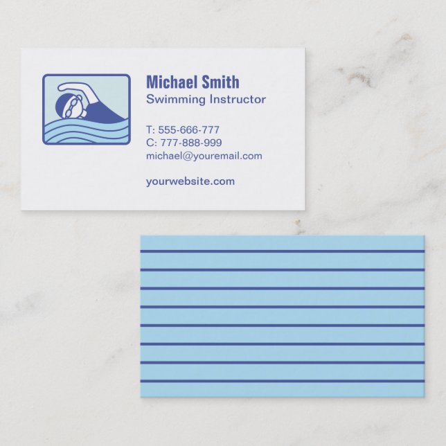 Carte de visite moniteur de natation sauveteur (Devant / Derrière)