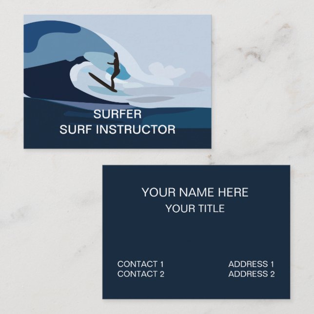 Carte De Visite Moniteur de Surf de Plage de Surf (Devant / Derrière)
