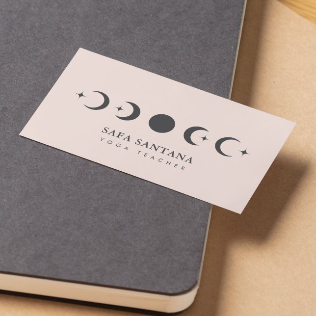 Carte De Visite moniteur de yoga Moon Phases rose vif (Créateur téléchargé)